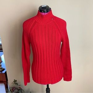 Tommy Hilfiger Red Roll Ribbed Turtleneck Sweater Sz L